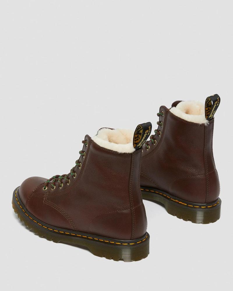 Men's Dr Martens Barton Made in England Shearling Lined Leather Ankle Boots Brown | AU 434XYU